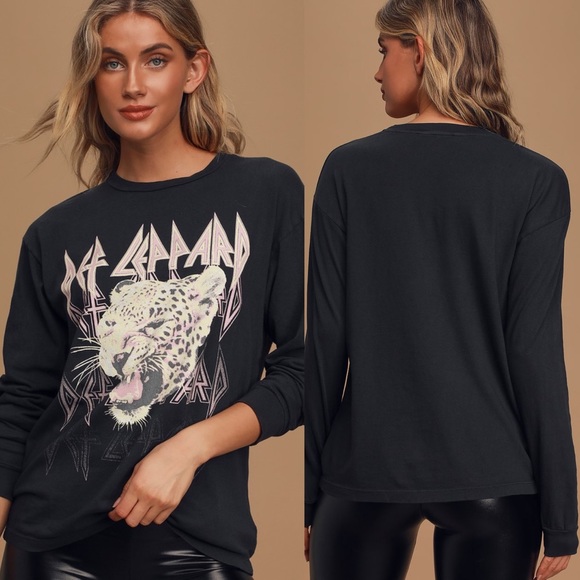Daydreamer Revolve Def Leopard Oversized Tee Black - Picture 3 of 7